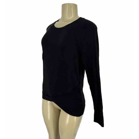 Athleta XS Women 489051 Criss Cross Soft Tulip Sweatshirt Top Black Long Sl BD19 - Picture 2 of 7